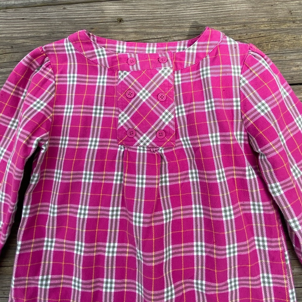 Strasburg pink and olive flannel plaid girls blouse size 6Y